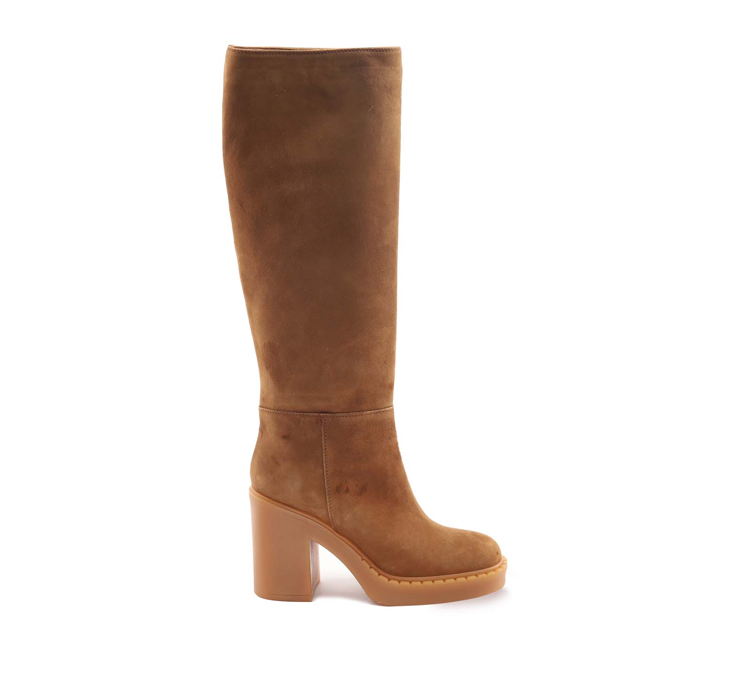 Club Style Stivale Tacco Largo Camoscio Nocciola